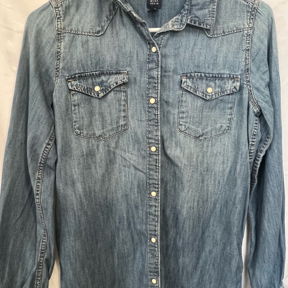 GAP Girls Blue Denim Button-Down Shirt